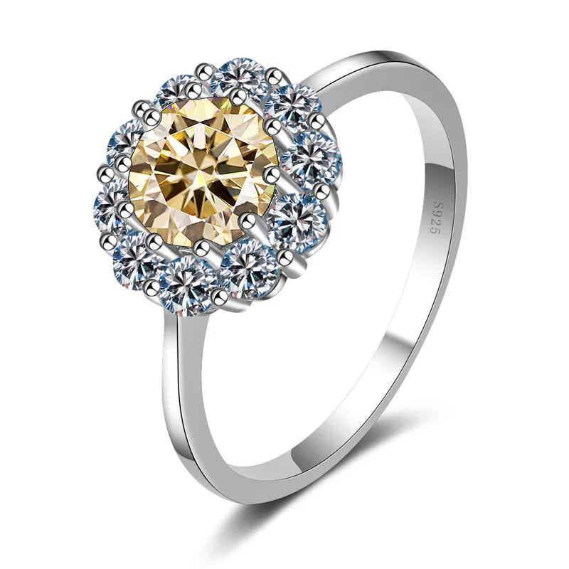 Light Yellow Moissanite Ring S925 Silver