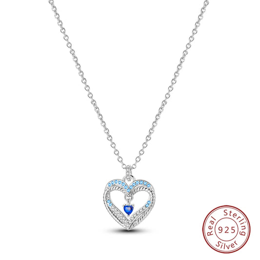 Fancy Blue Diamond Heart Silver