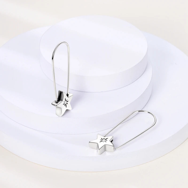 Minimalist Stars Silver Earrings