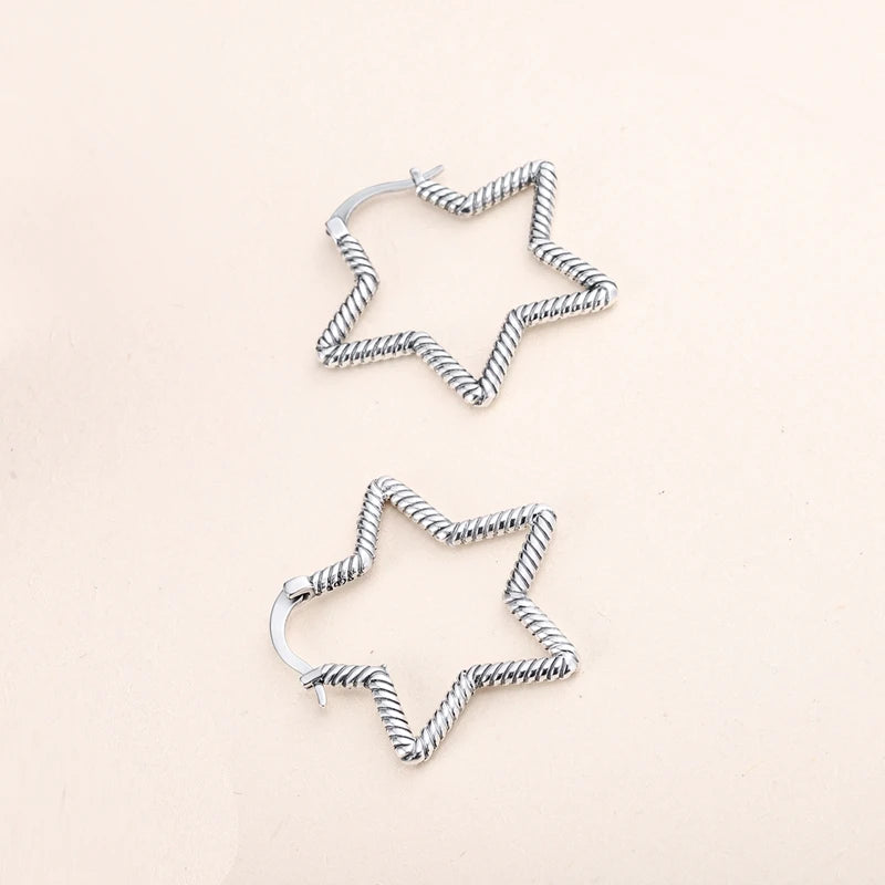 Silver Earring Stars Shape