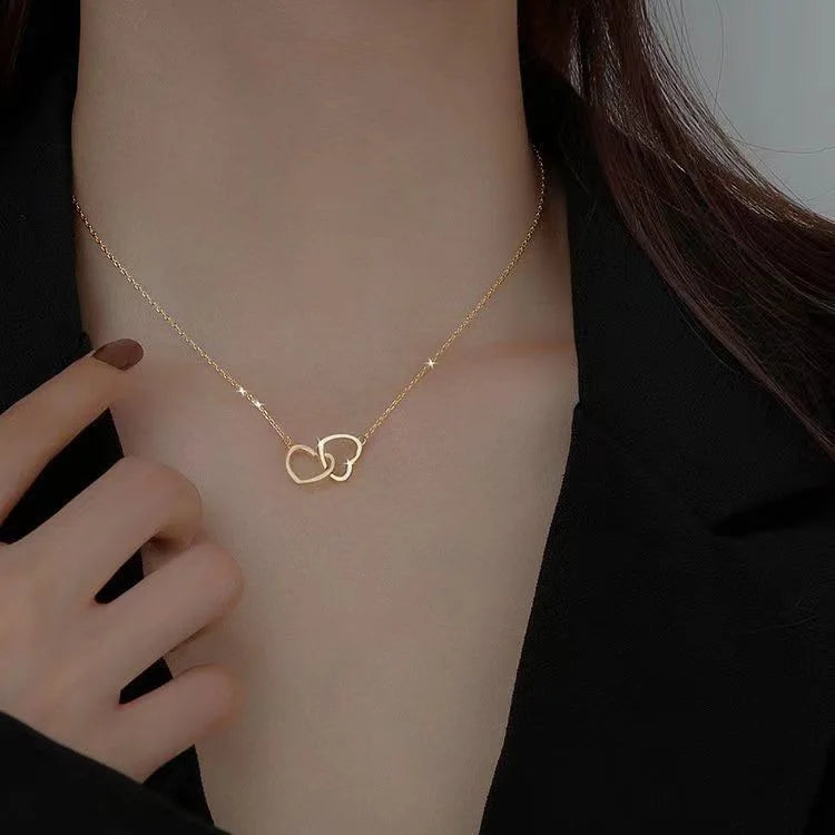 Gold Double Heart Necklace