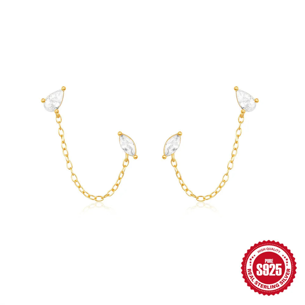 Chain Sterling Silver Gold Earrings