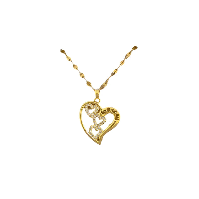 Triple Heart Stainless Steel Necklace