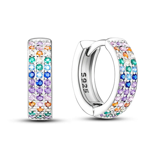 Colorful Diamond Silver Earrings