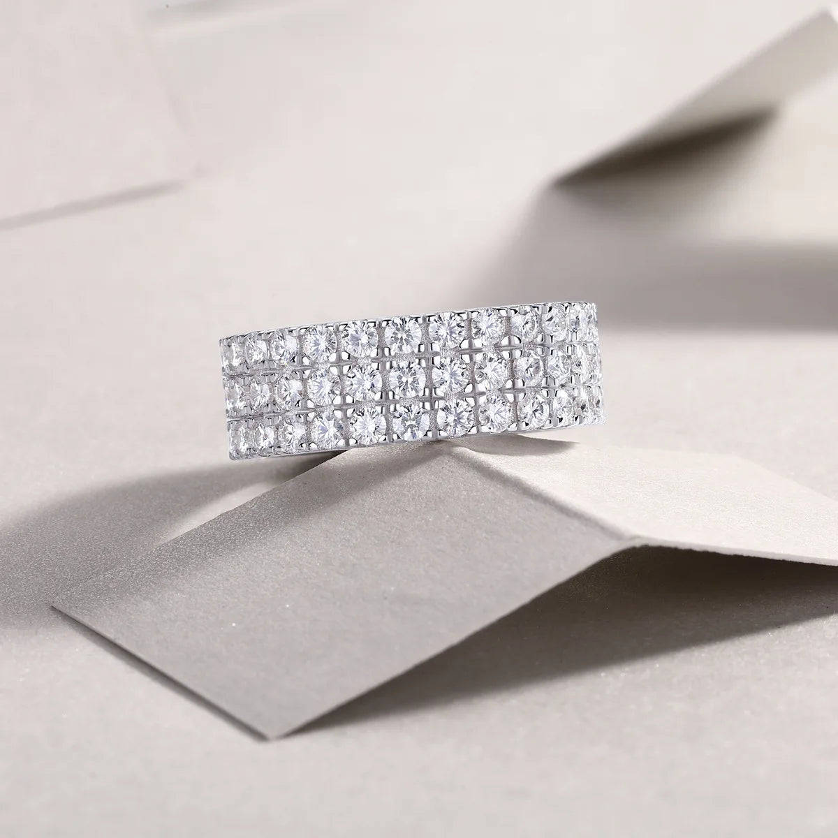 Three Row Diamond Wedding Band