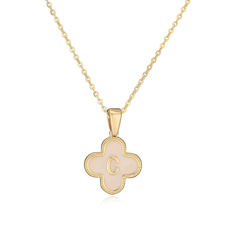 C Initials Flower Charm Necklace