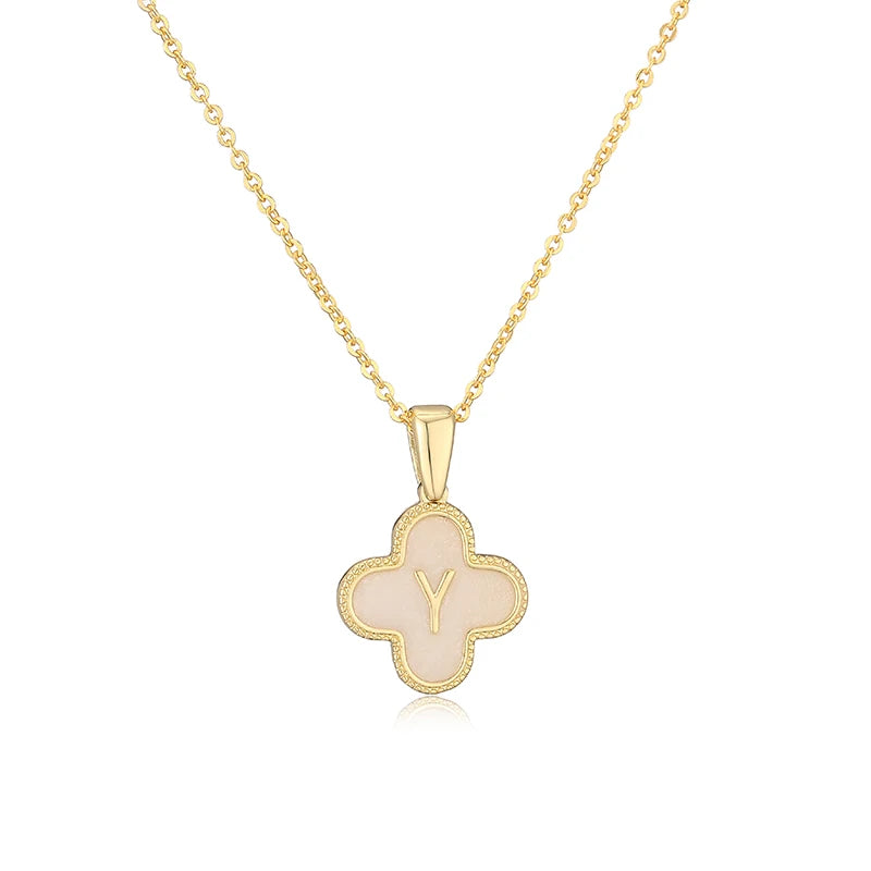 Y Initials Flower Charm Necklace