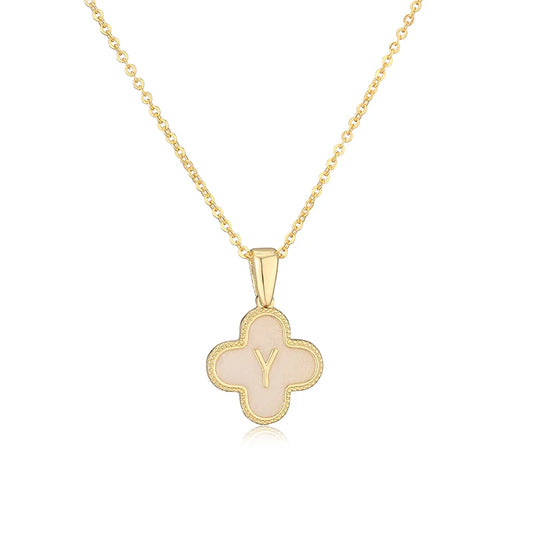 Y Initials Flower Charm Necklace