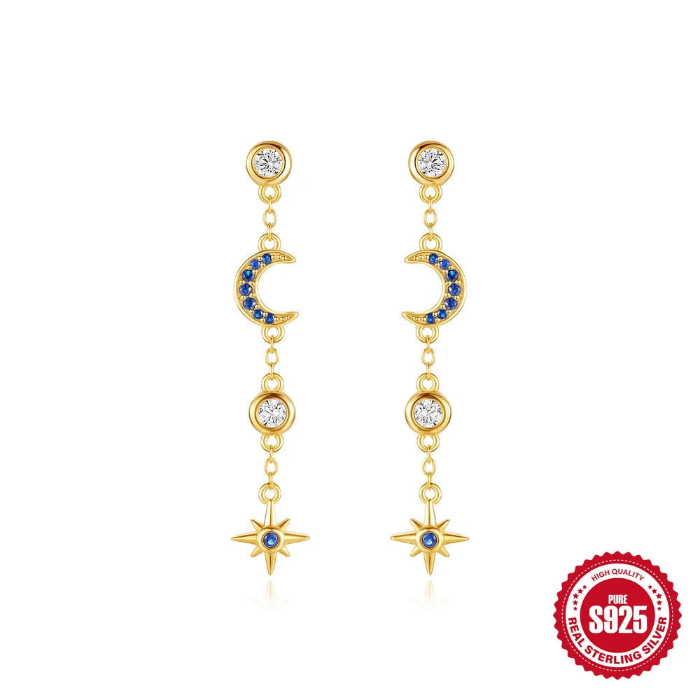 Moon and Stars Drop Earrings