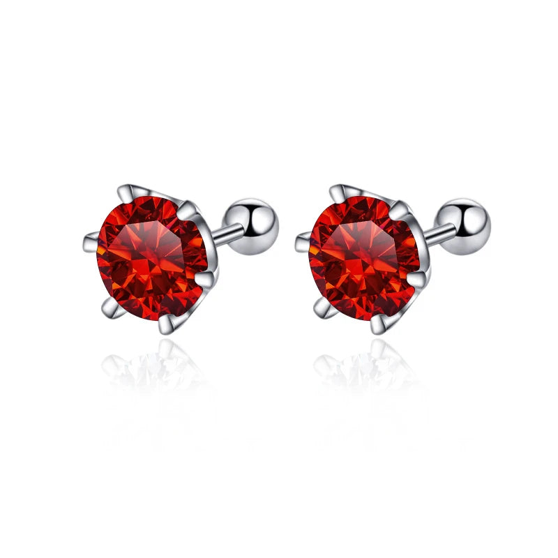 Garnet 0.5-2ct Screw Stud Earring