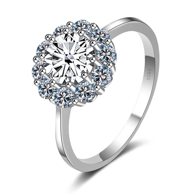 Round Cut Flower Shape Wedding Ring