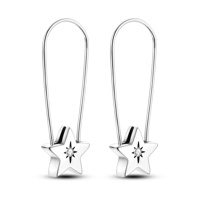 Minimalist Stars Silver Earrings