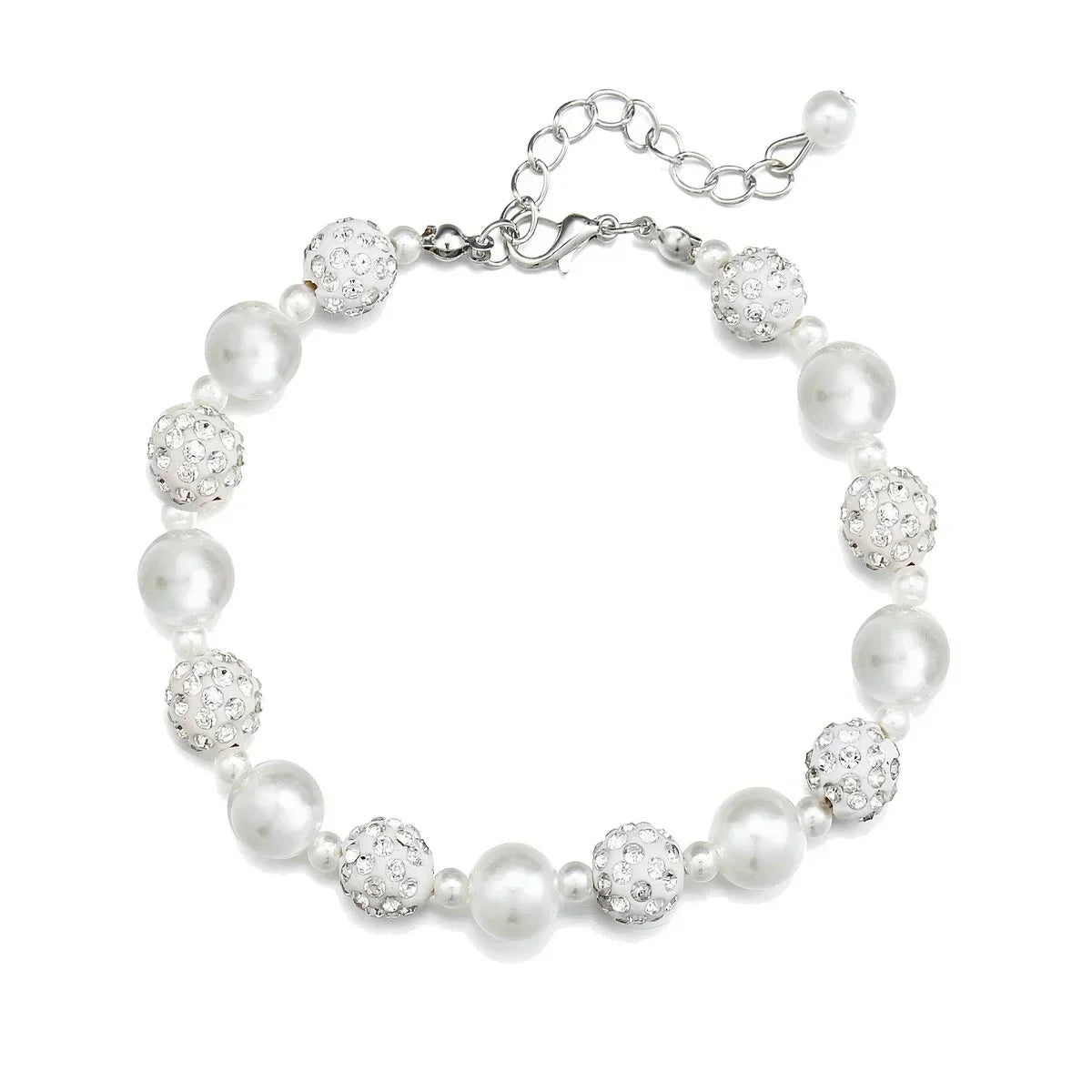 White Pearl and White Diamond Bracelet