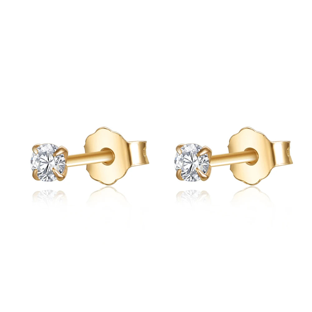 Gold Sterling Silver 925 Stud Earrings