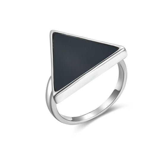 Black Triangle 925 Sterling Silver Ring