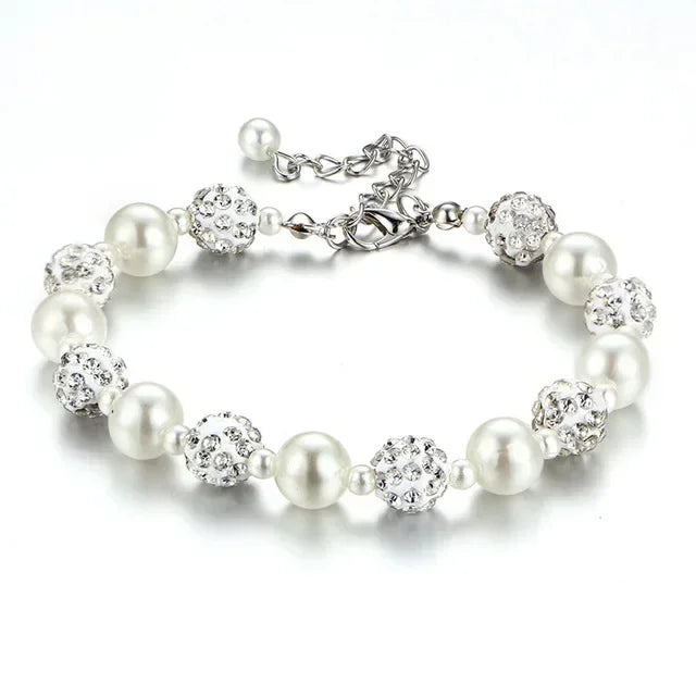 White Pearl and White Diamond Bracelet