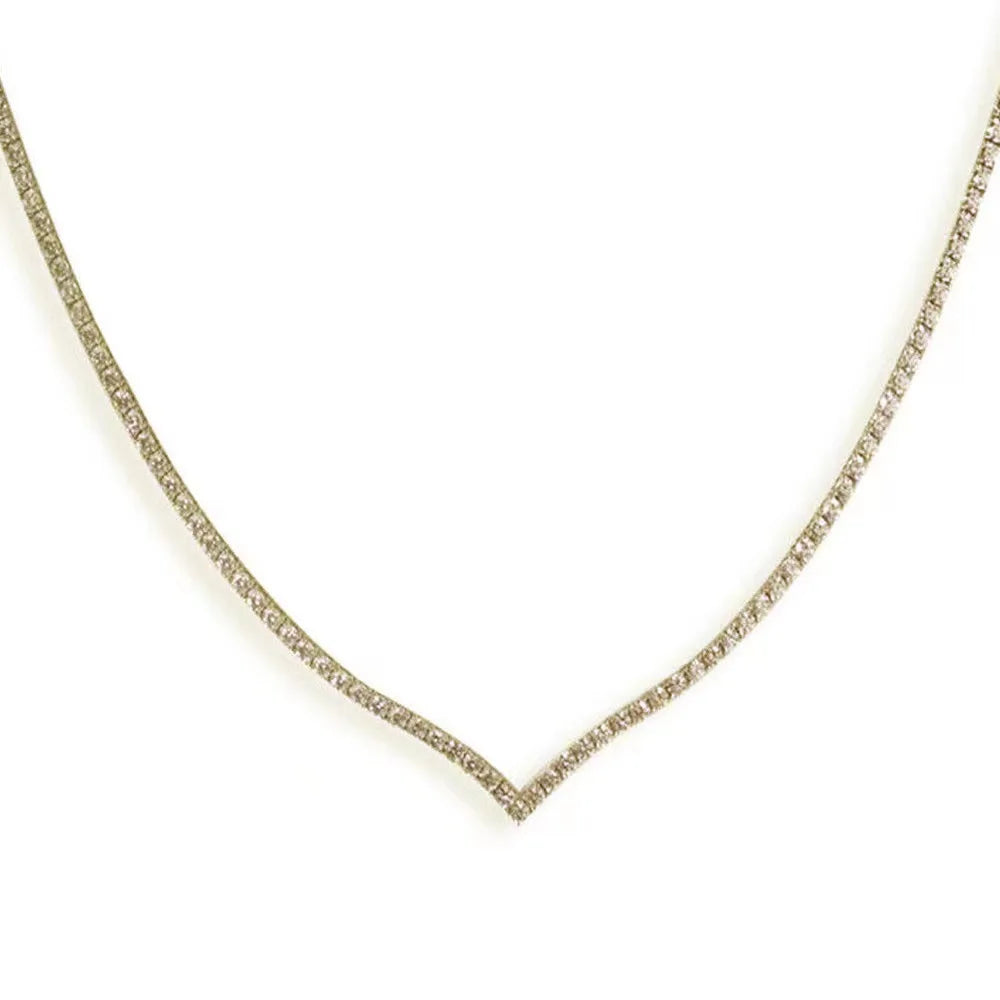 Gold V Shape Wedding Necklace