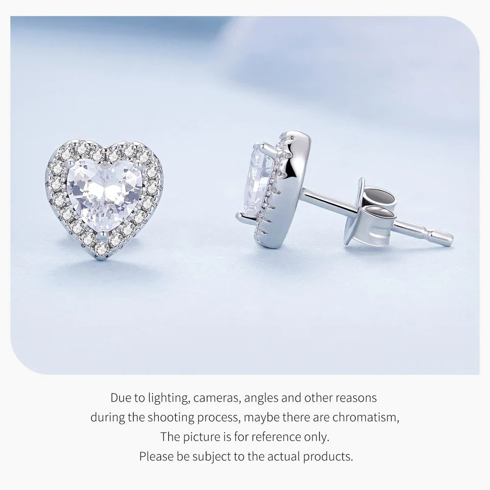 Heart Stud Earrings 925 Sterling Silver