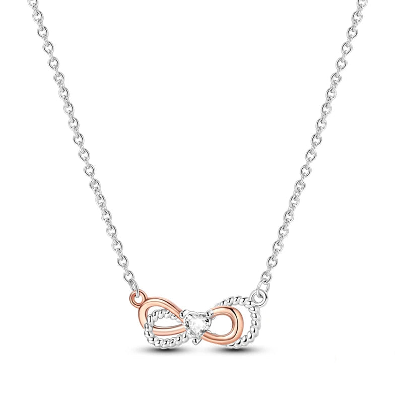 Double Bow Pendant Silver Necklace