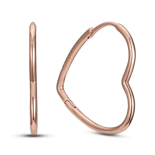 Rose Gold Heart 925 Silver Hoop