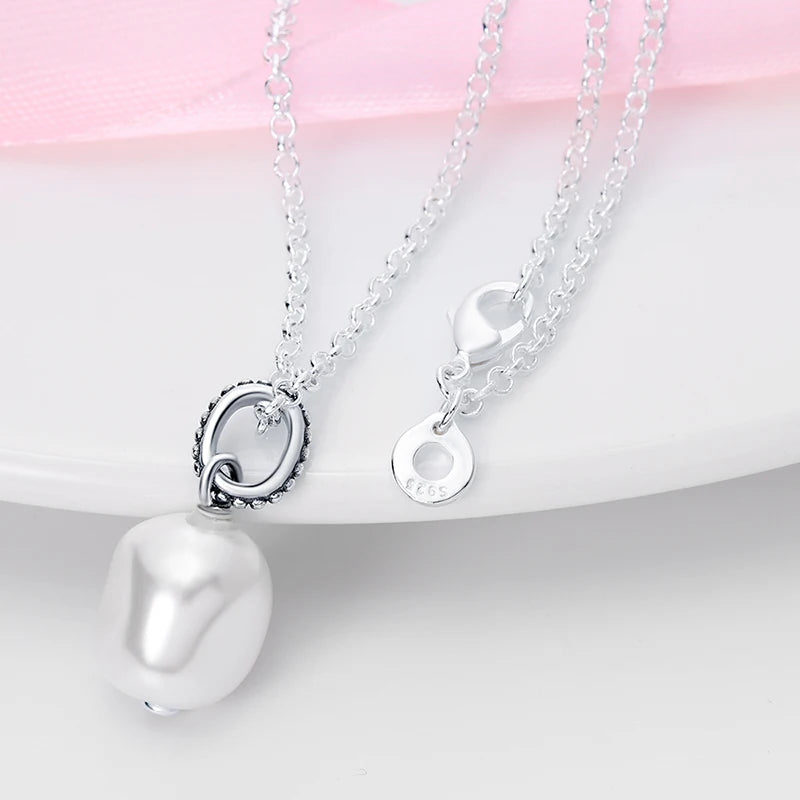 Pearl Serenity Pendant Silver Necklace