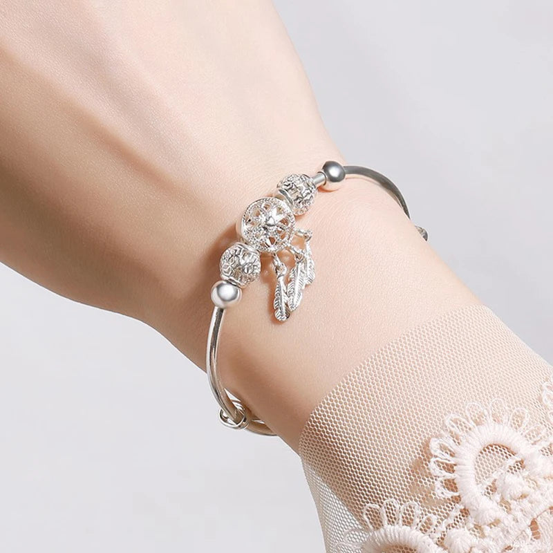 Silver Dreamcatcher Cuff Bracelet