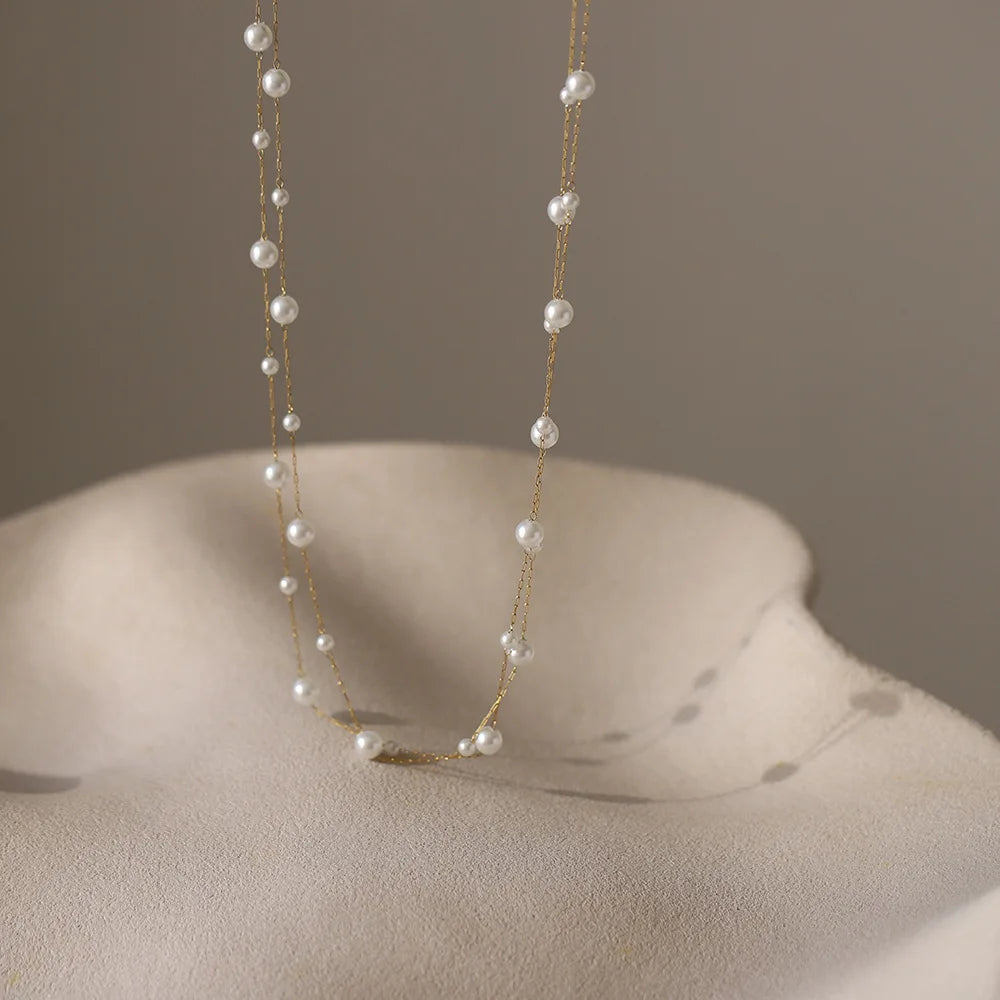 Minimalist Stainless Steel Pearl Necklace