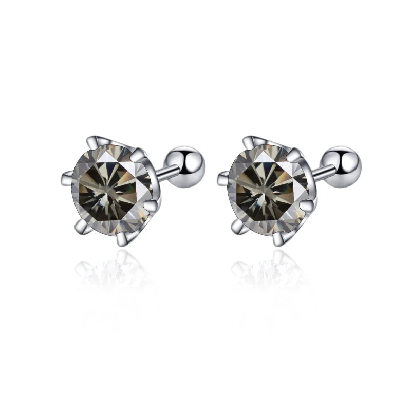 Gray 0.5-2ct Screw Stud Earring