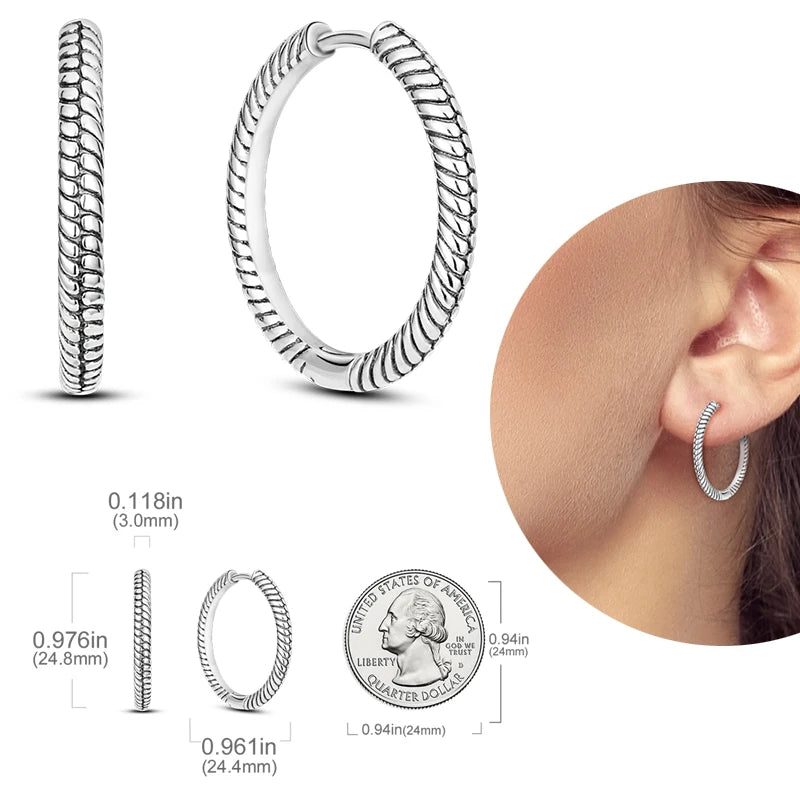 Braid Ring 925 Silver Women Earrings