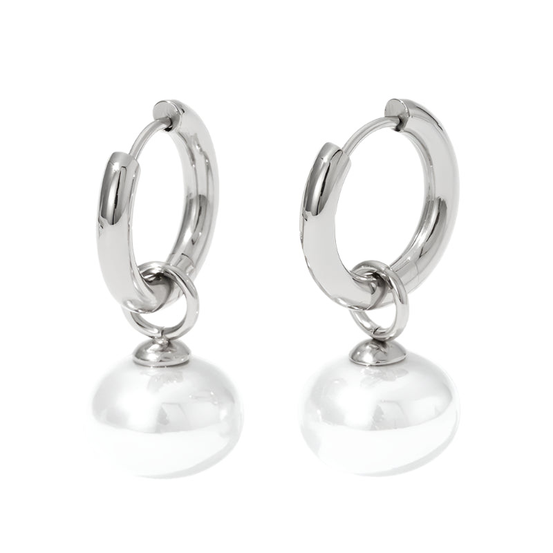 White Gold Pearl Earrings