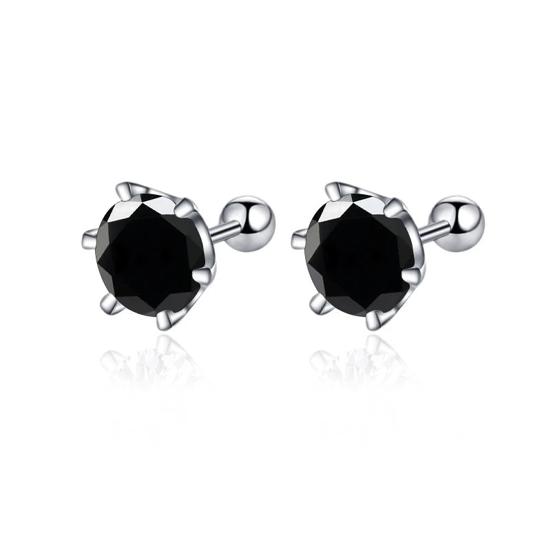 Black 0.5-2ct Screw Stud Earring