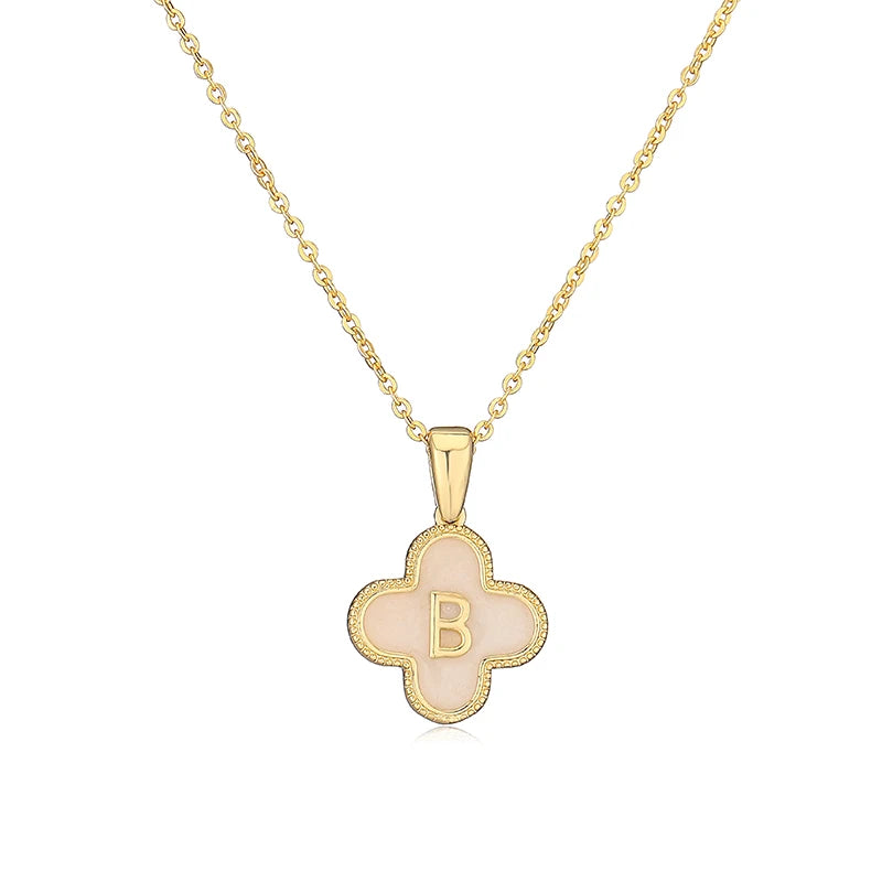 B Initials Flower Charm Necklace