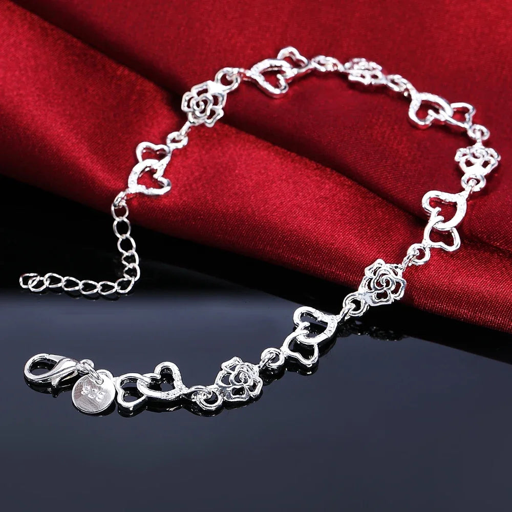 Sterling Silver Bracelet Heart Shape