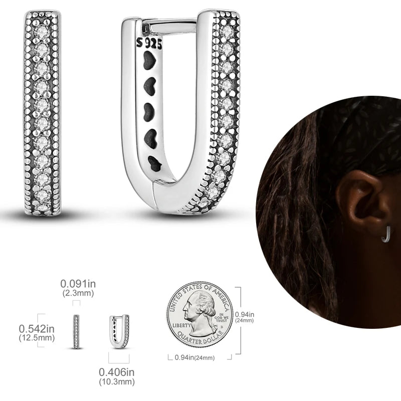 U Shape 925 Silver Women Earrings