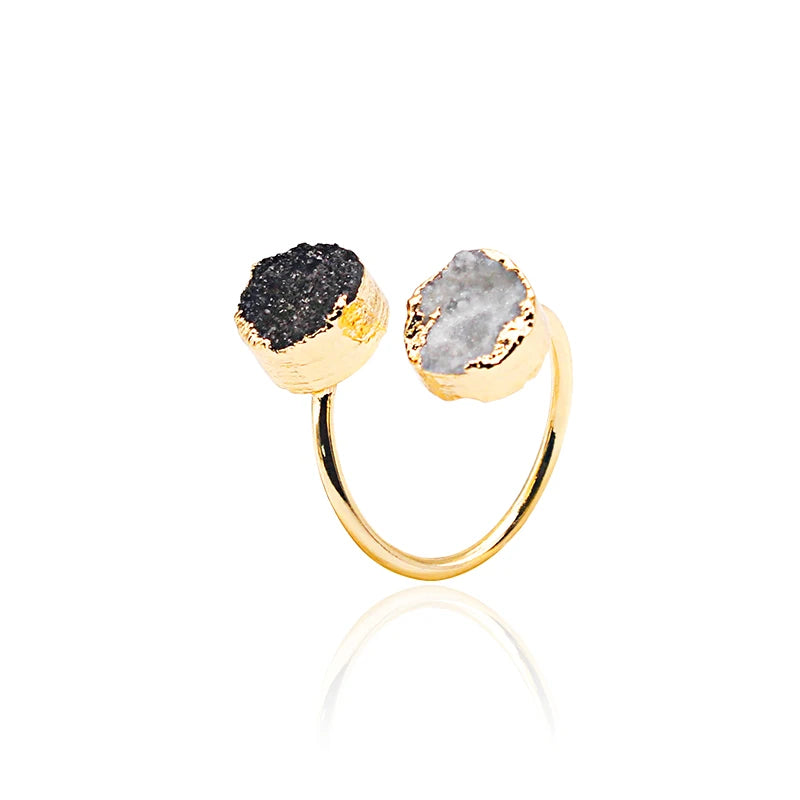 Monochrome Adjustable Double Stone Rings