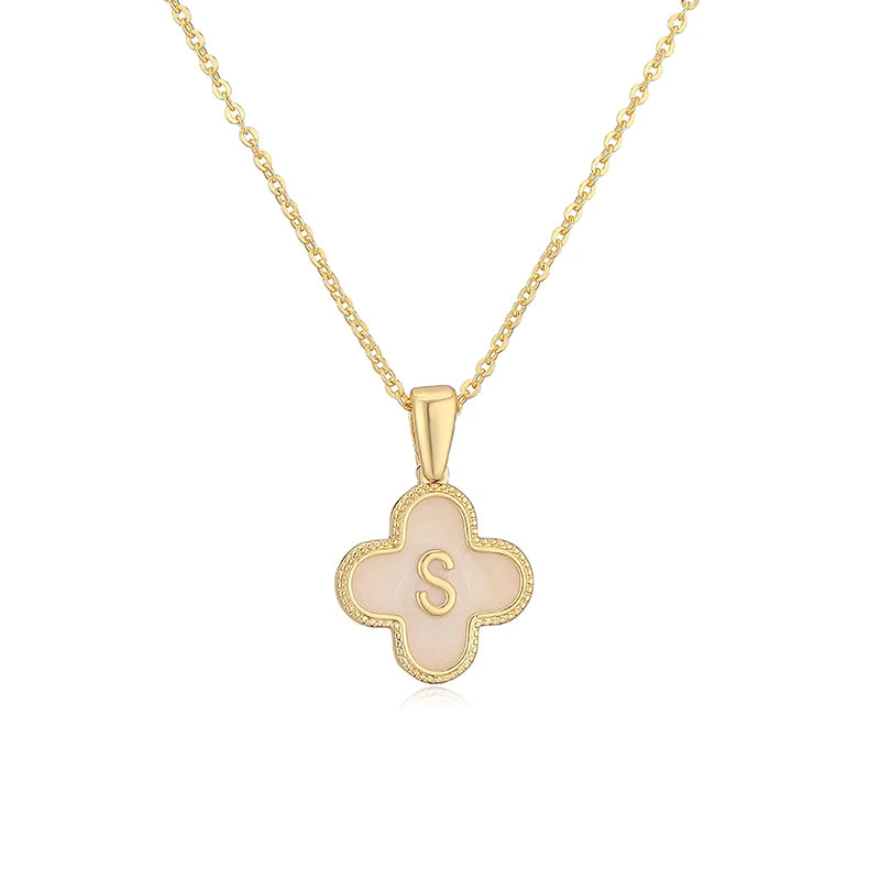 S Initials Flower Charm Necklace