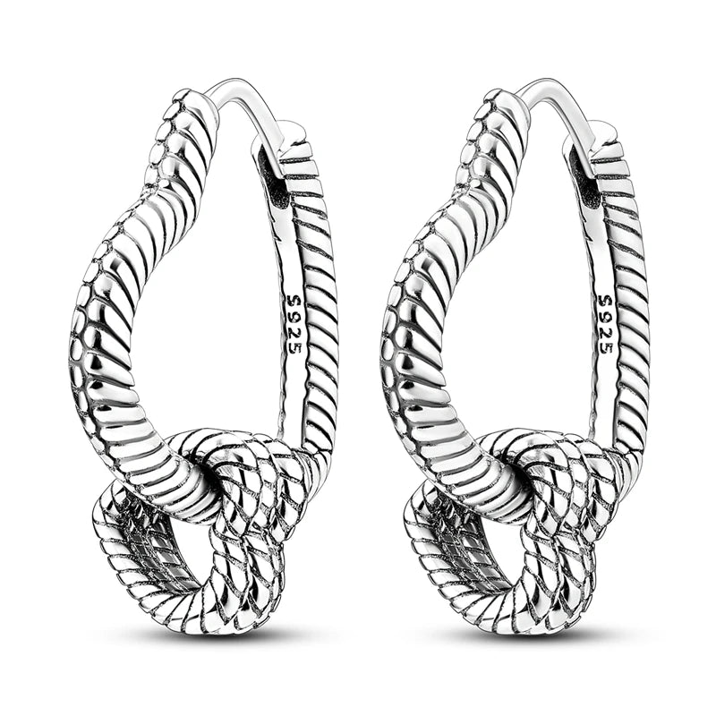 Double Heart Silver Hoop Earrings