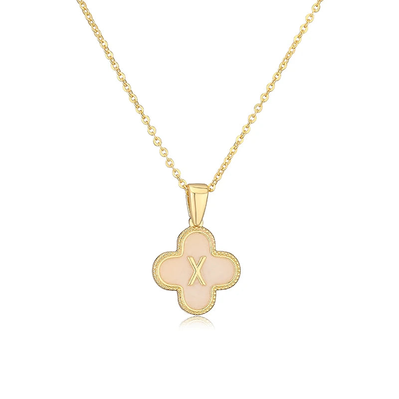 X Initials Flower Charm Necklace