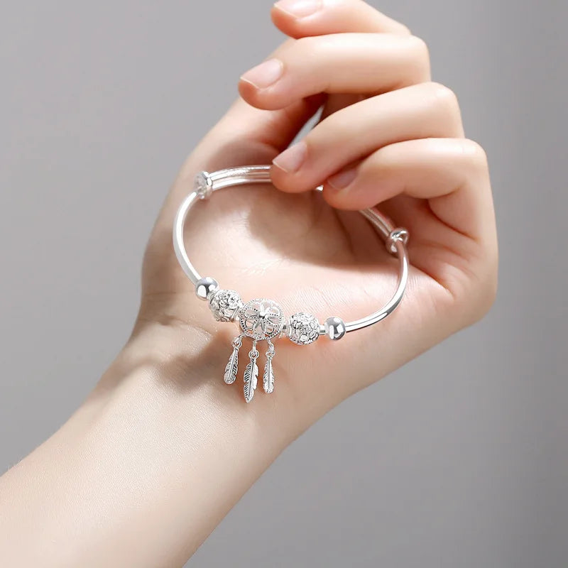 Silver Dreamcatcher Cuff Bracelet