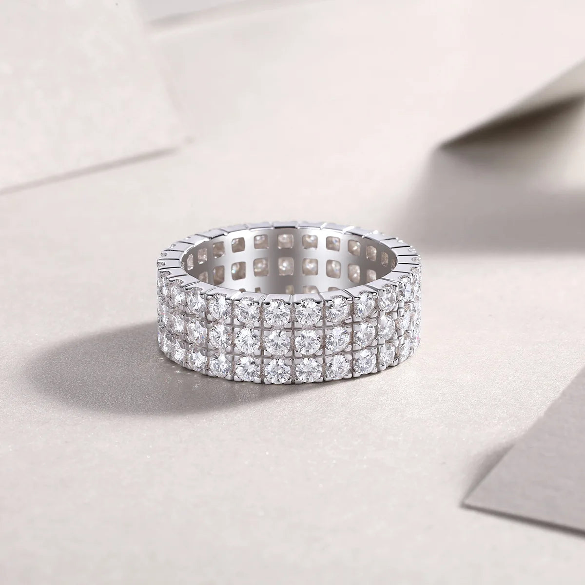 Three Row Diamond Wedding Band