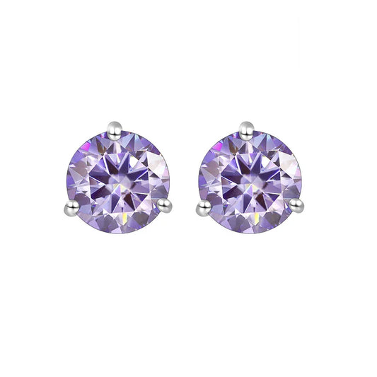 Purple Diamond Sterling Silver 1CT/2CT Stud Earrings