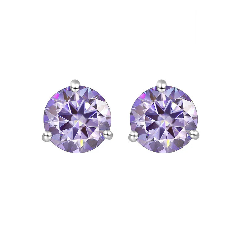 Rainbow Diamond Sterling Silver 1CT/2CT Stud Earrings