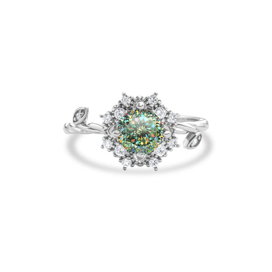 1 Carat Light Green 925 Sterling Silver Ring