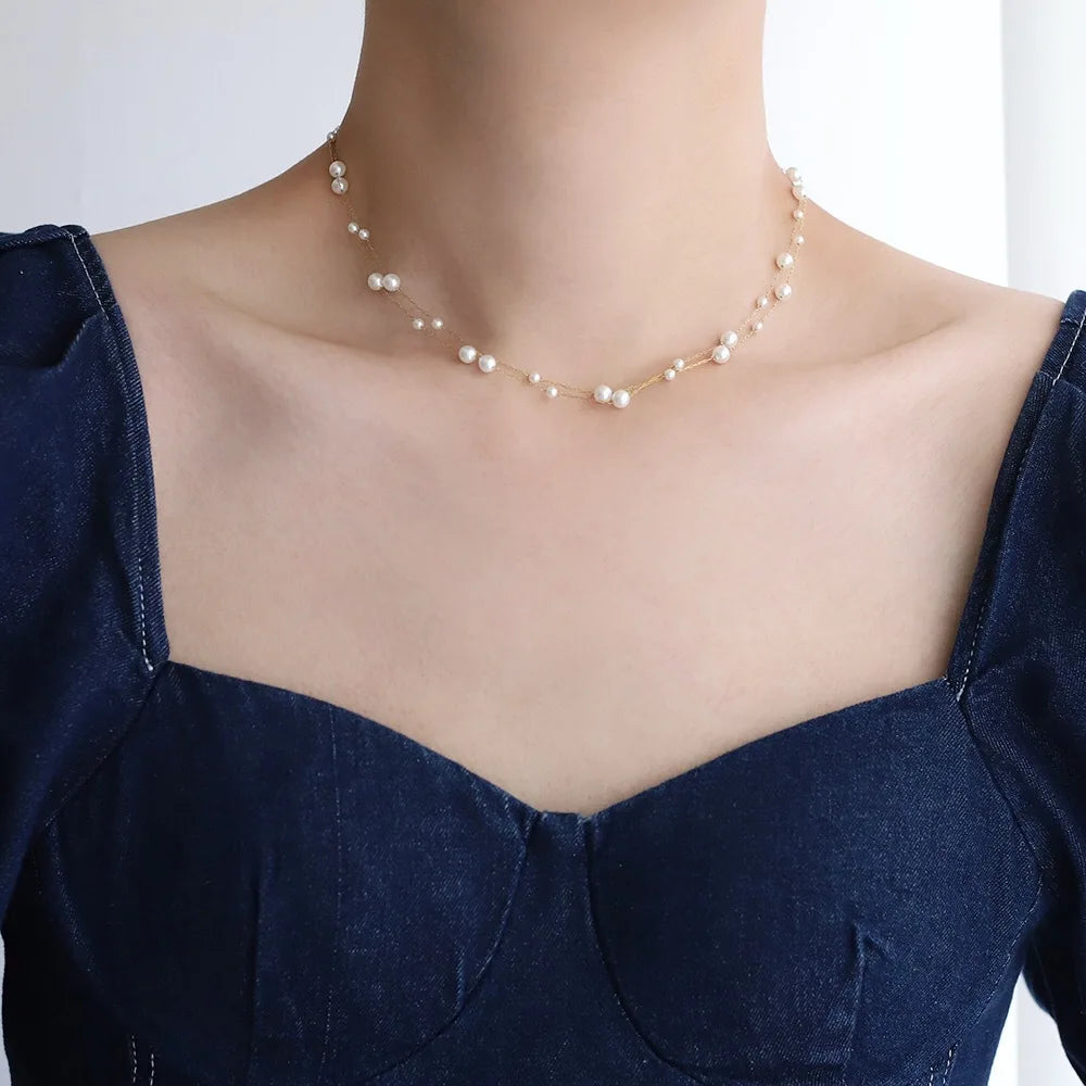 Minimalist Stainless Steel Pearl Necklace