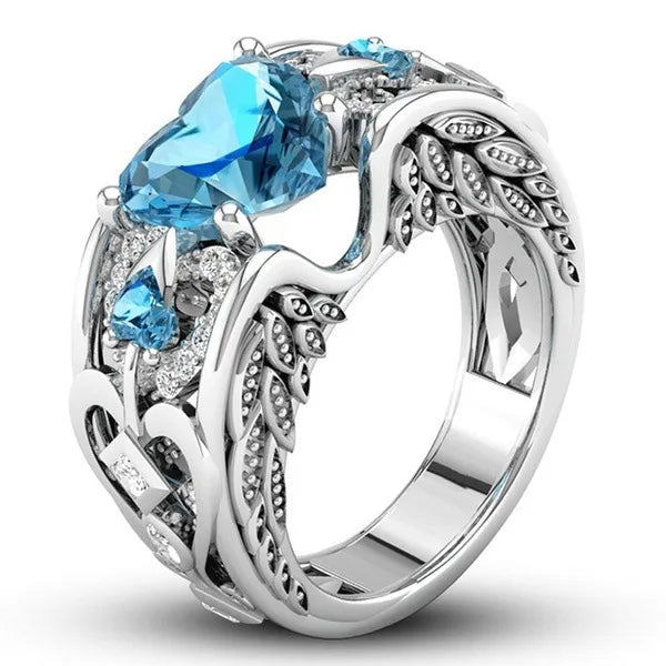 Light Blue Heart Wedding Band