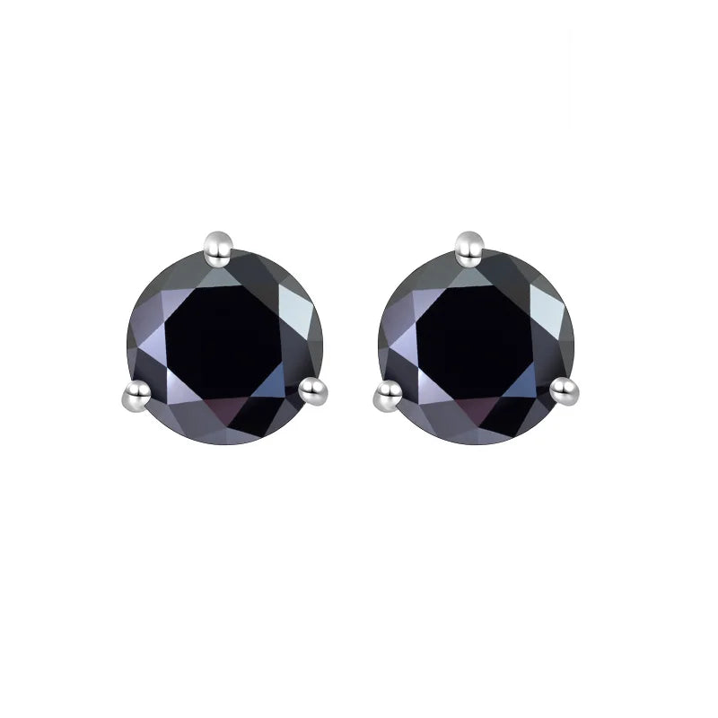 BlackDiamond Sterling Silver 1CT/2CT Stud Earrings