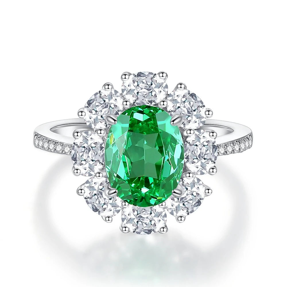 Emerald Sterling Silver Wedding Ring