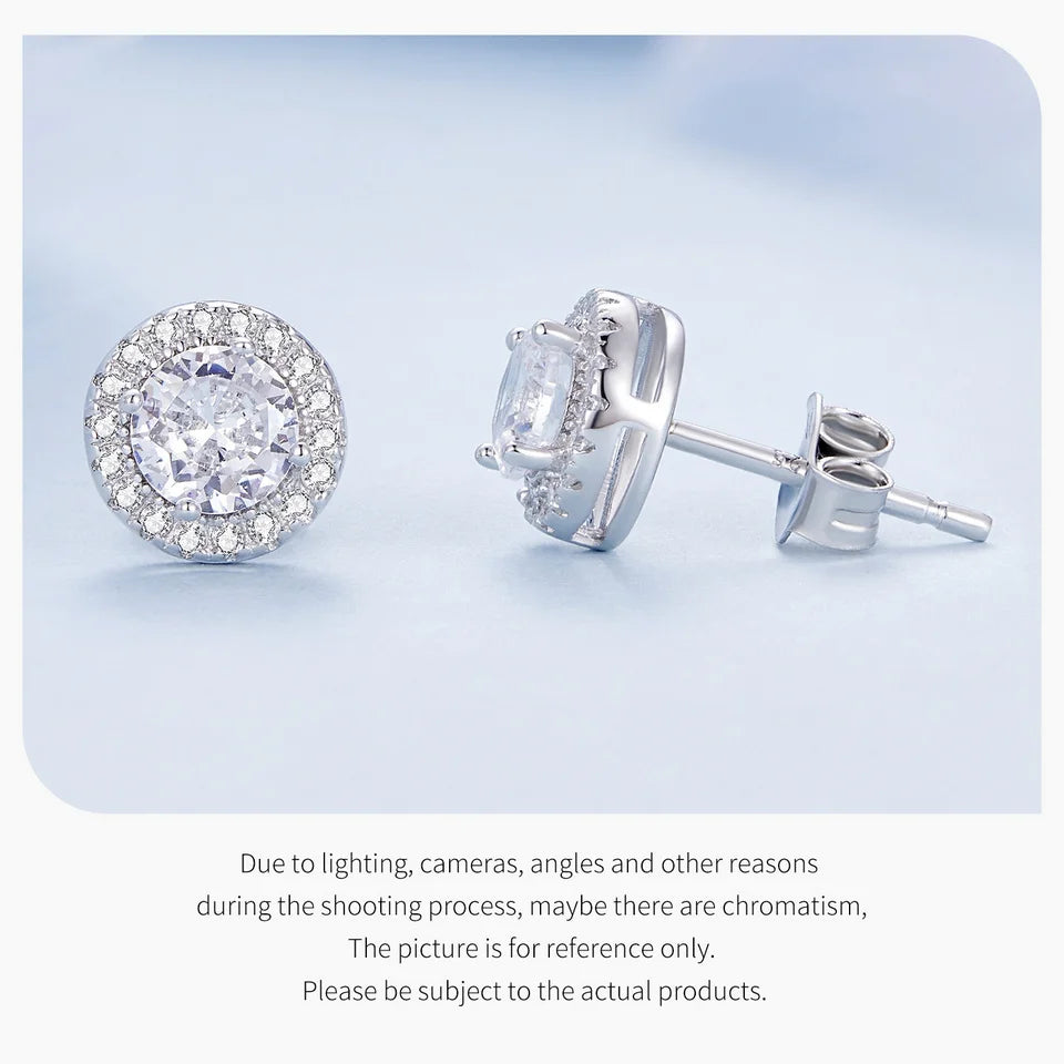 Round Stud Earrings 925 Sterling Silver