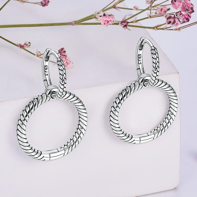 Braid Hoop 925 Silver Hoop Earrings