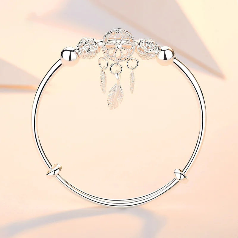 Silver Dreamcatcher Cuff Bracelet